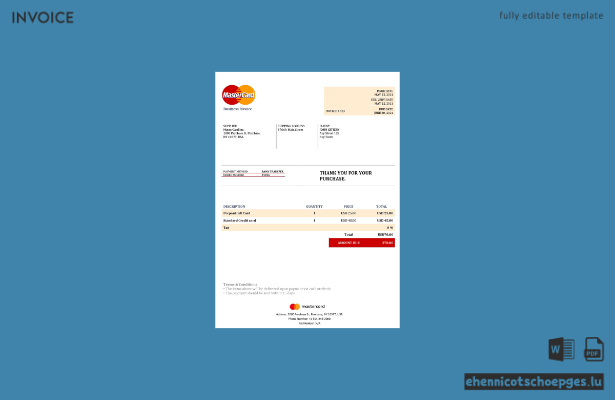 USA MasterCard-Rechnungsbeispiel (Vorschau)